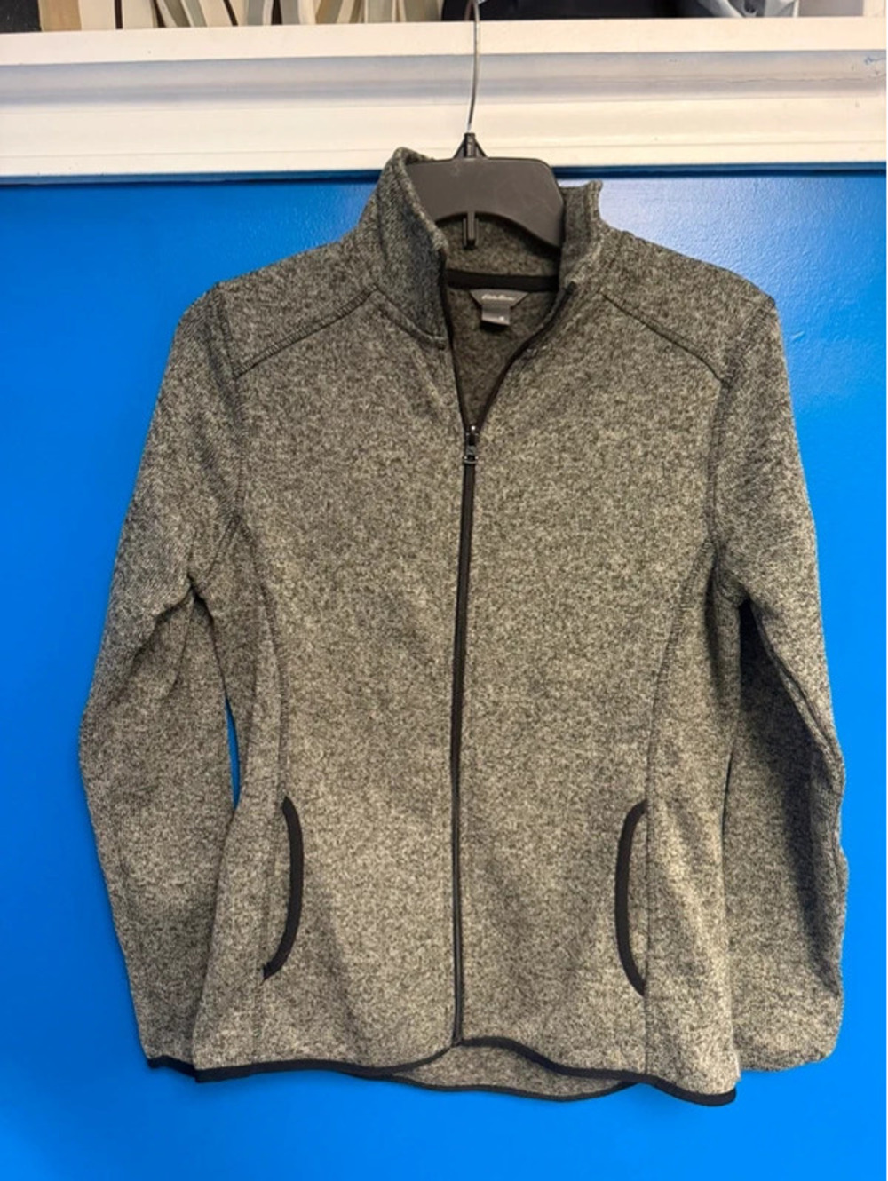 Eddie Bauer Womens Medium Charcoal Gray Sweater Fleece Full Zip Jacket